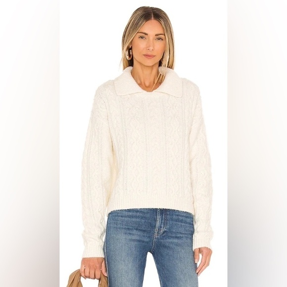 Free People Every Cloud Cable Knit Polo Sweater - Picture 1 of 12